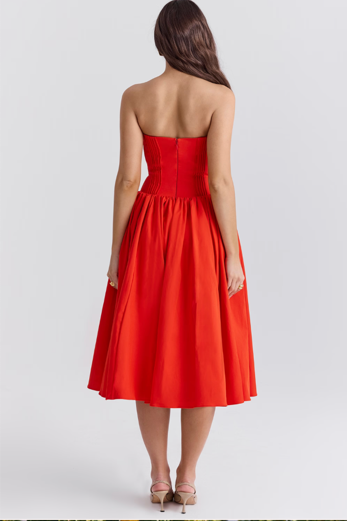 ELIZABETH Strapless Midi Sundress