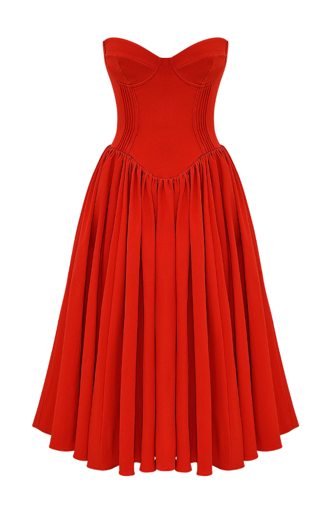 ELIZABETH Strapless Midi Sundress