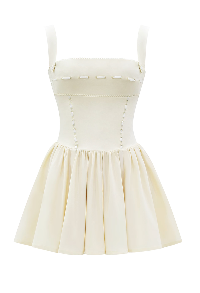 HONOR Buttermilk Ribbon Detailed Mini Dress