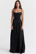 ANABELLA - Black Lace Up Maxi Dress